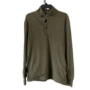 Monrow Men’s Khaki Mock Neck Button Knit Sweater Size M